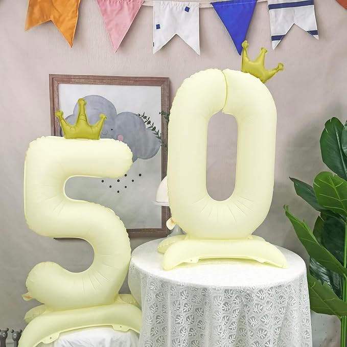 Standing White Crown Number 0 Balloon 40In Retro White Crown 0 Balloon | - Image 5