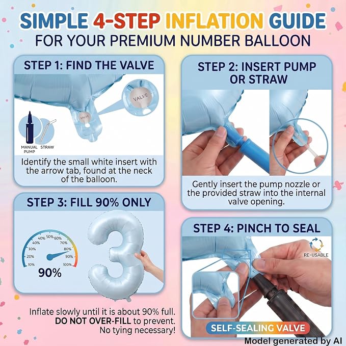 40 Inch Light Blue Number 9 Foil Balloon - Image 5
