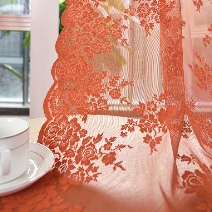 Kotile Burnt Orange Sheer Curtains - Image 9