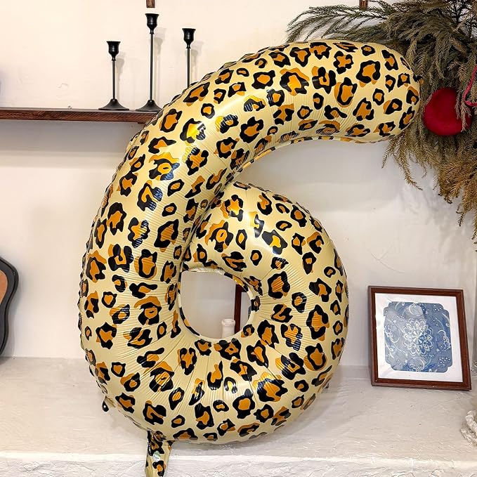 40Inch Large Leopard Print Number 9 Foil Balloons Cheetah 9th Wild One First - Image 6