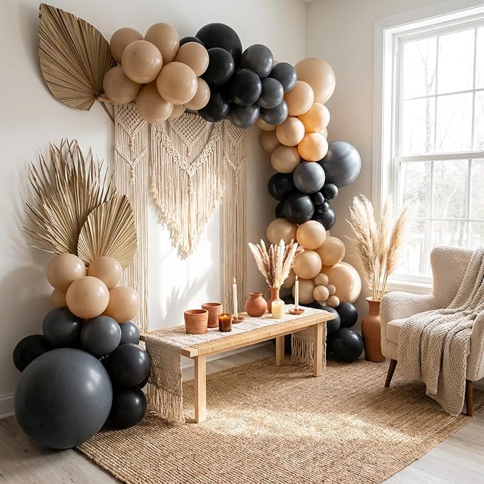 RUBFAC Brown Balloons Different Sizes Light Brown Balloon 154pcs | Boho Vanilla - Image 7