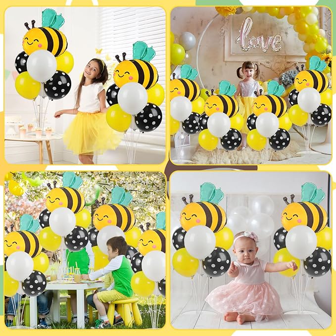 4 Sets Bee Baby Shower Party Balloons Stand Kit - Image 7
