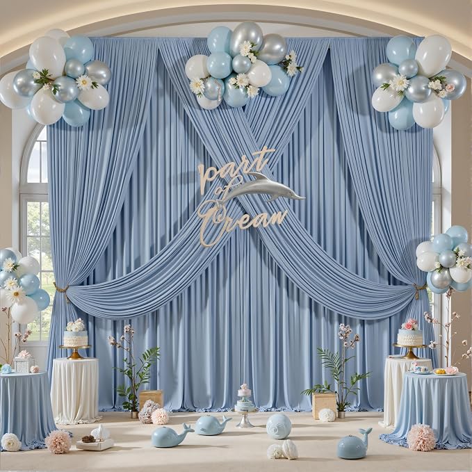 50ft×12ft Dusty Blue Backdrop Curtains - Image 8