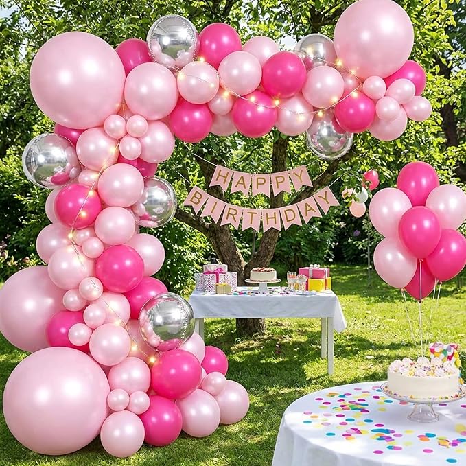 RUBFAC Pearl Pink Balloons 129pcs Different Sizes Pack of 18 12 10 5 Inch | - Image 8