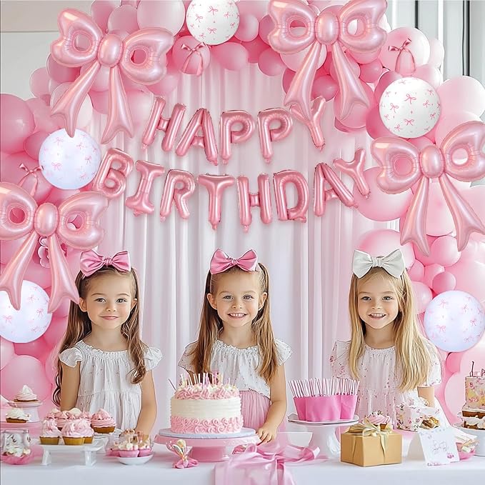 Bow Number 4 Birthday Balloons, Coquette Party Decorations Supplies - Image 7
