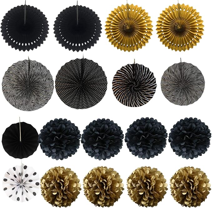 Party Decoration, Pom Poms Flowers, Garlands String Polka Dot and Triangle - Image 7