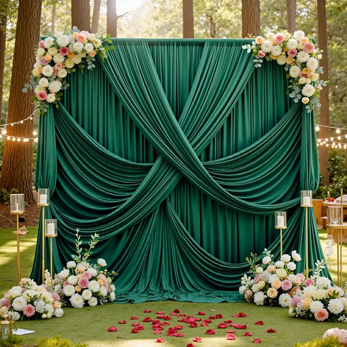 12ft x 10ft Wrinkle Free Hunter Green Backdrop Curtains - Image 8