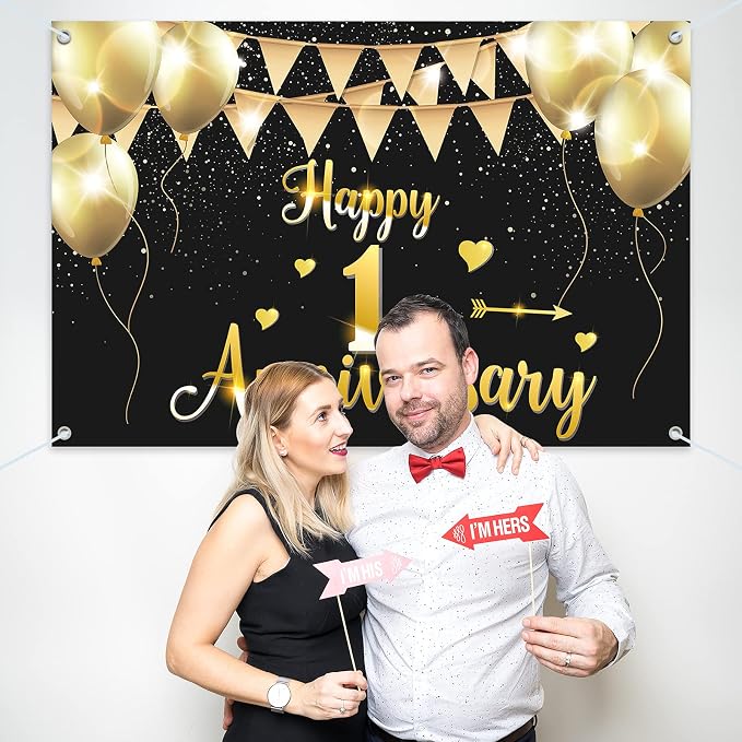 HAMIGAR 6x4ft Happy 1st Anniversary Banner Backdrop - Image 7