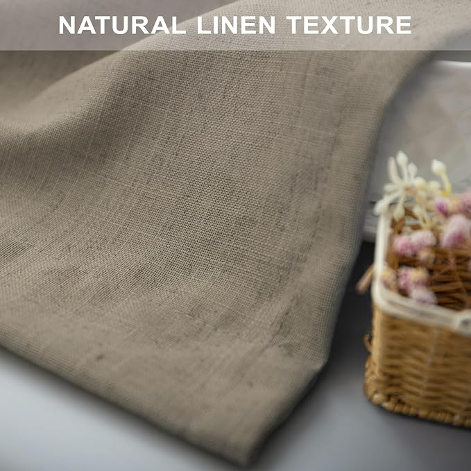 Pitalk Taupe Short Linen Curtain Living Room Back Tab Rod Pocket Lightweight - Image 7