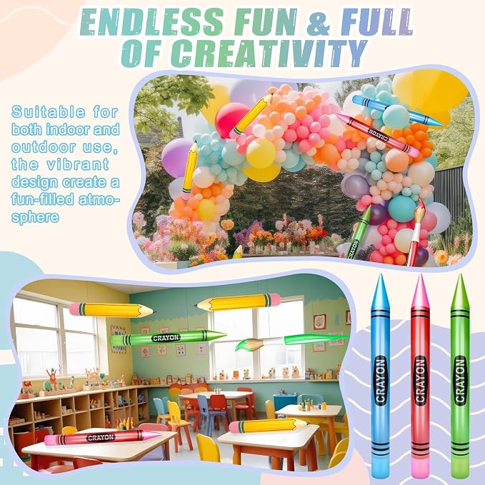 SAYAYA 16 Pcs Large Inflatable Pencil Balloons Set Jumbo Inflatable Crayons - Image 7