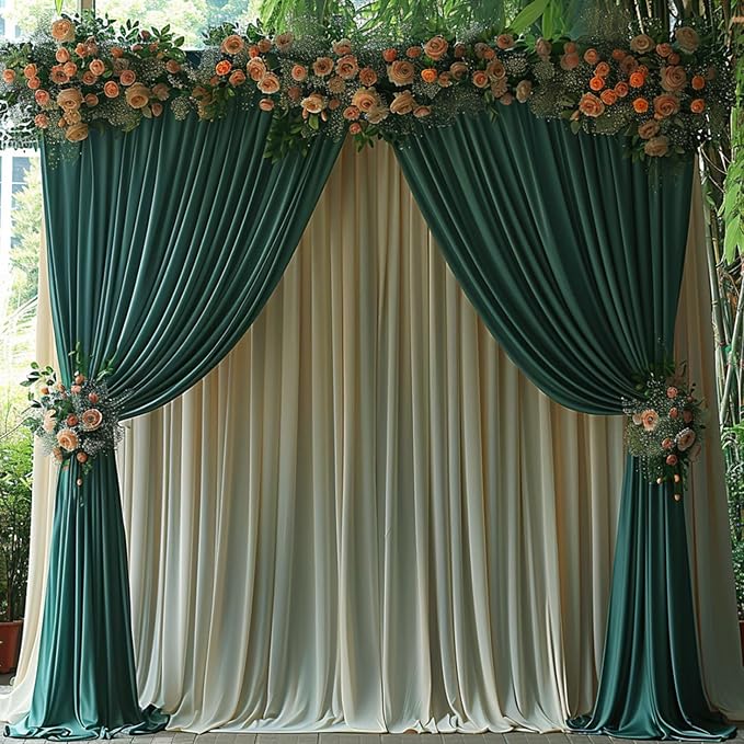 10x10ft Wrinkle Free Hunter Green Backdrop Curtain - Image 9