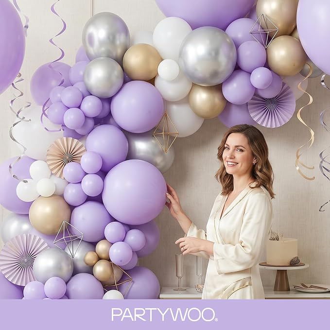 PartyWoo Lavender Balloons 120pcs Light Pastel Purple Lilac Color | 18 12 10 5 - Image 9