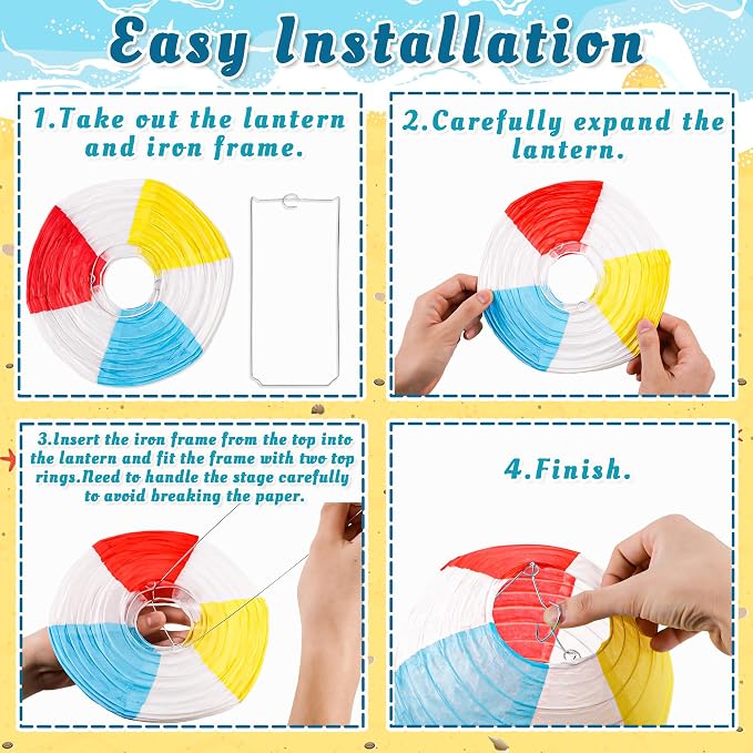 Renbuzhu 60PCS Pool Party Decorations Beach Ball Paper Lanterns Bulk - Image 7