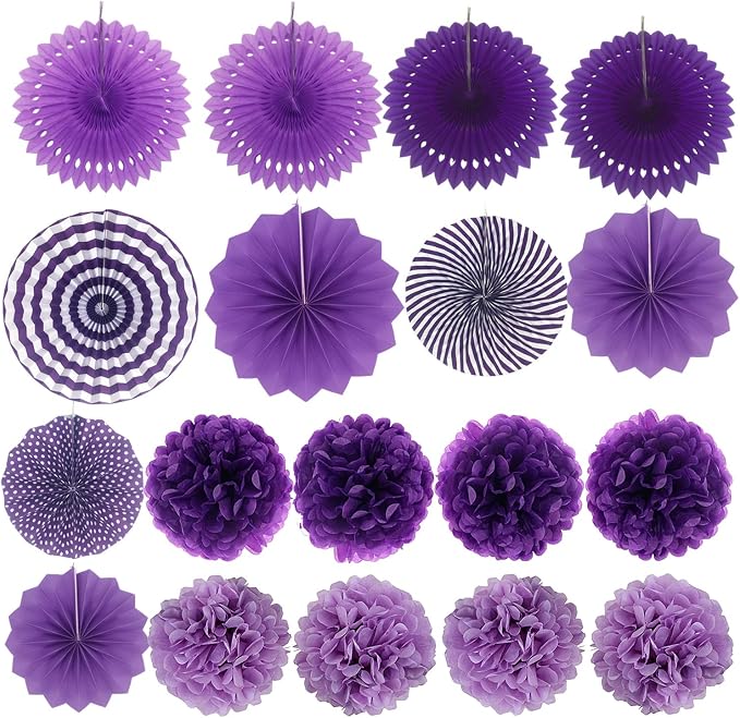 Party Decoration, Pom Poms Flowers, Garlands String Polka Dot and Triangle - Image 7
