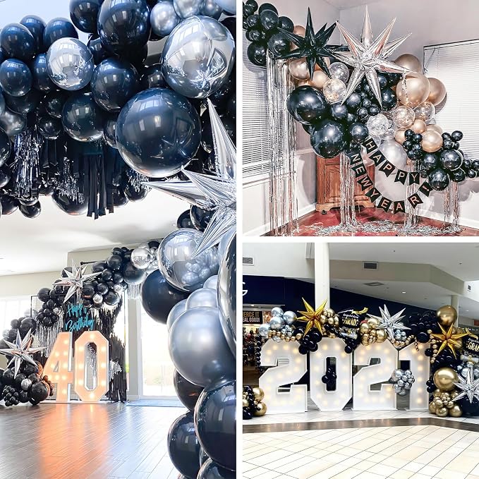 PartyWoo Metallic Silver Star Balloons 110pcs Different Sizes 18 12 10 5 Inch - Image 7