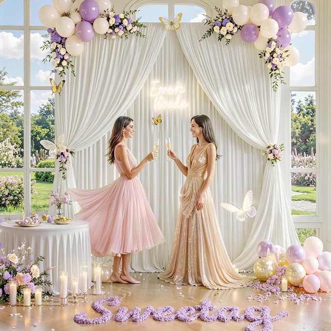 20 ft x 8 ft Ivory Backdrop Curtain Panels, 4 Panels 5 ft x 8 ft Wrinkle Free - Image 8