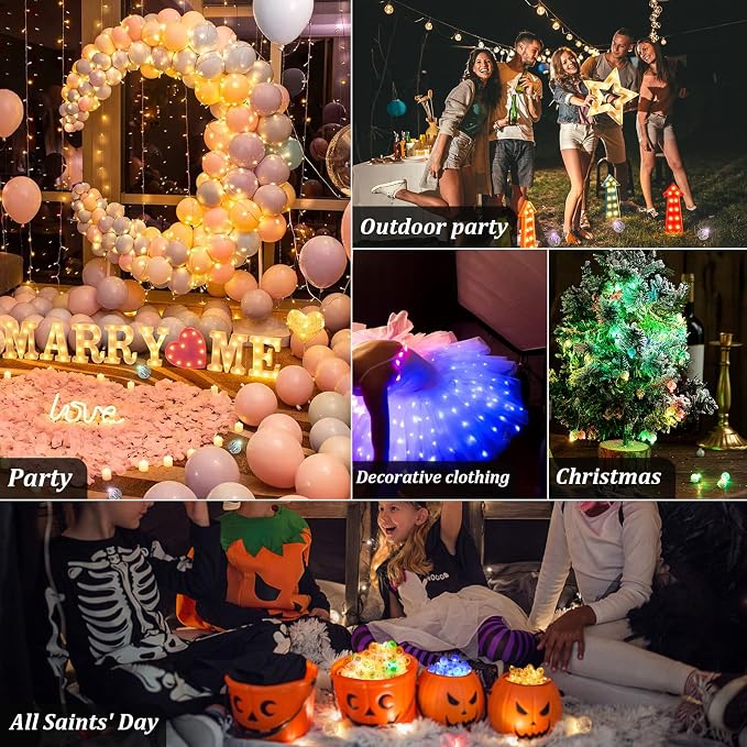 50pcs LED Purple Balloon Light, Round Led Mini LED Lights - Image 6