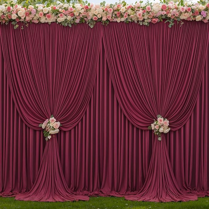 6 Panels Burgundy Backdrop Curtains - Image 9