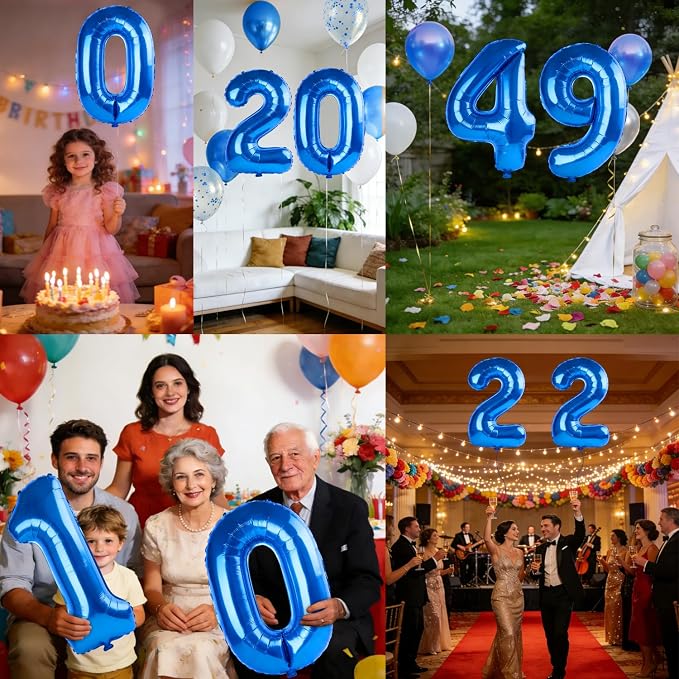 40 Inch Number 49 Balloons for 49th Birthday Party Decorations, 0-100 Dark Blue - Image 7