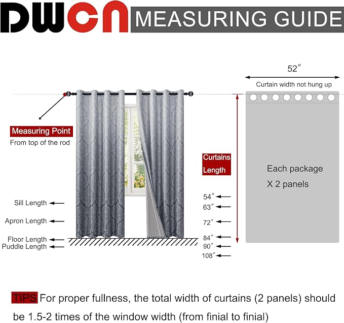 DWCN 100% Blackout Curtains for Bedroom 102 Inch Long - Image 9