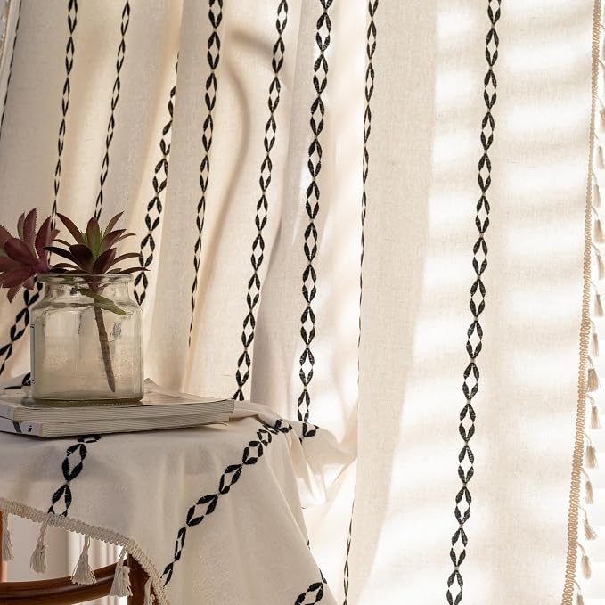 Sutuo Home Boho Curtains 84 Inches Long, Light Filtering Country Semi Blackout - Image 8