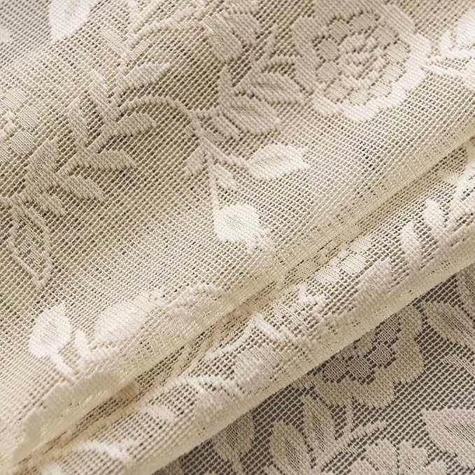 FINECITY Beige Lace Curtains 80 Inches Long - Image 8