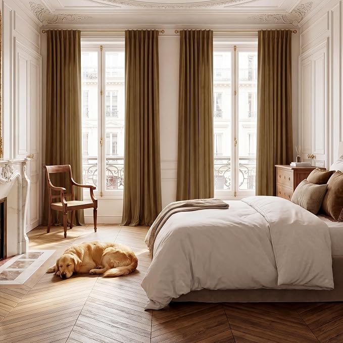 Gold Brown Velvet Curtains for Living Room Boho, W42 x L90, 2 Panels | 300GSM - Image 8