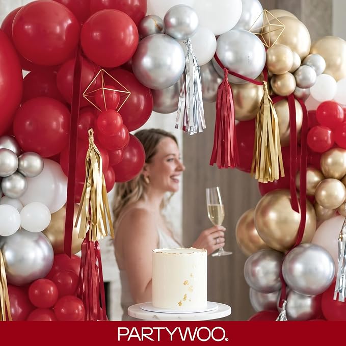 PartyWoo Burgundy Balloons 100pcs Dark Red Maroon Ruby Red Color | 18 12 10 5 - Image 9