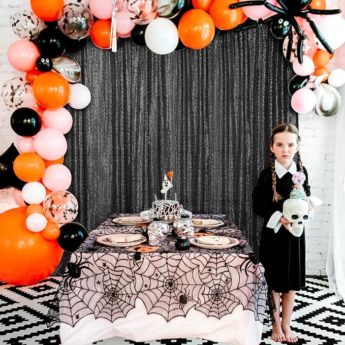 Hahuho Black Sequin Backdrop Curtain, Party Decoration(6 Panels, 2FT x 8FT - Image 7