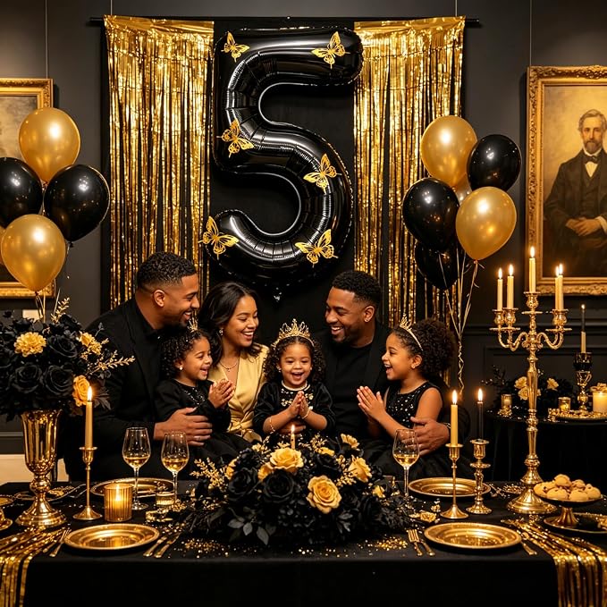 40 Inch Black Number 5 Balloon - Image 6
