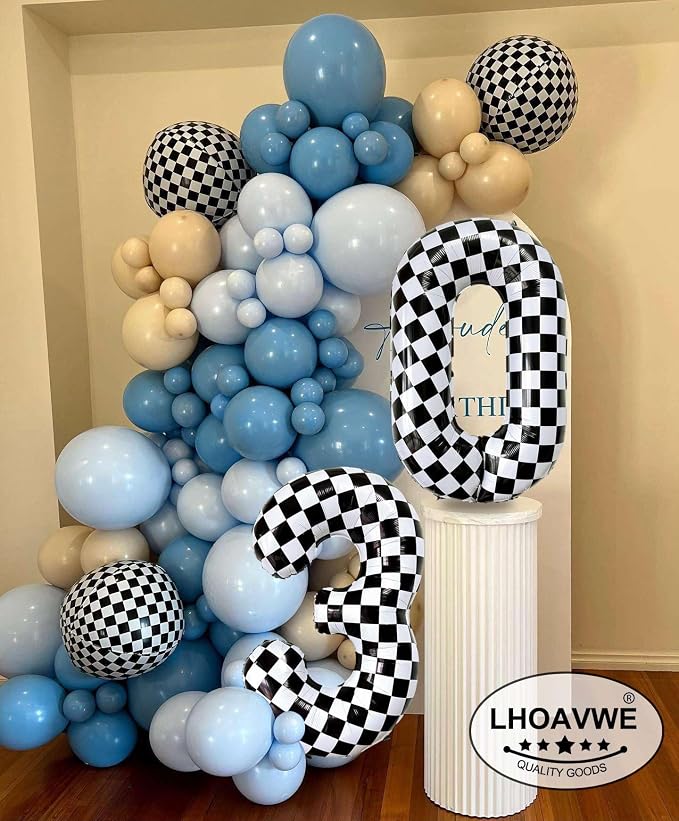 LHOAVWE Checkered Number 6 Balloons 40 Inch Giant Race Car Checkered 6 Balloons - Image 7