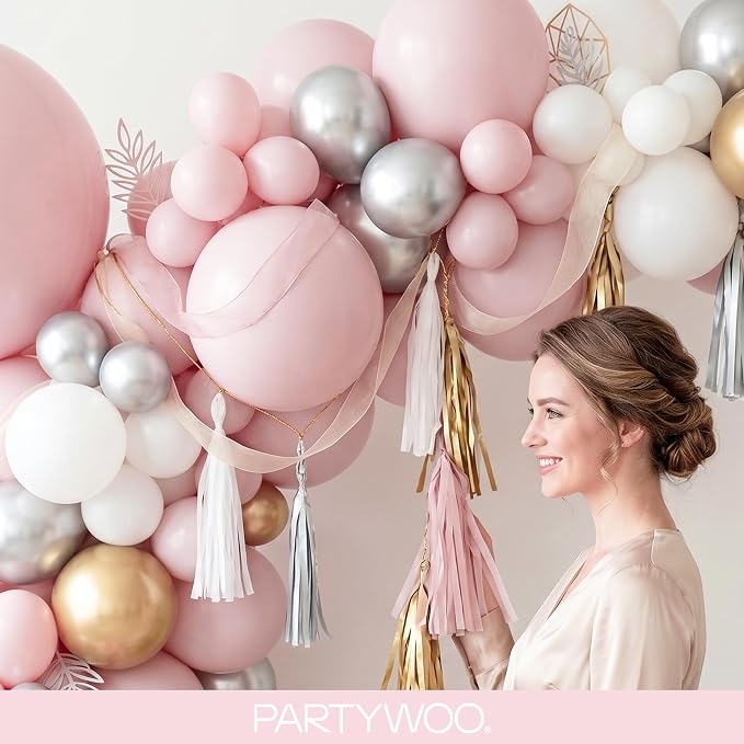 PartyWoo Pale Pink Balloons 100pcs Light Pastel Baby Pink Color | 18 12 10 5 - Image 9