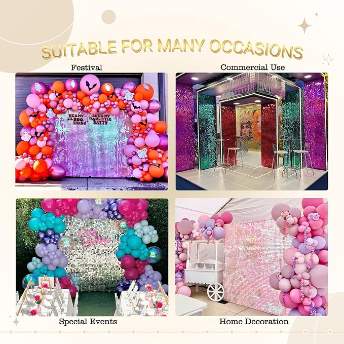 Shimmer Wall Backdrop Black Wall Panels 24Pcs Square Sequin Shimmer Wall - Image 6