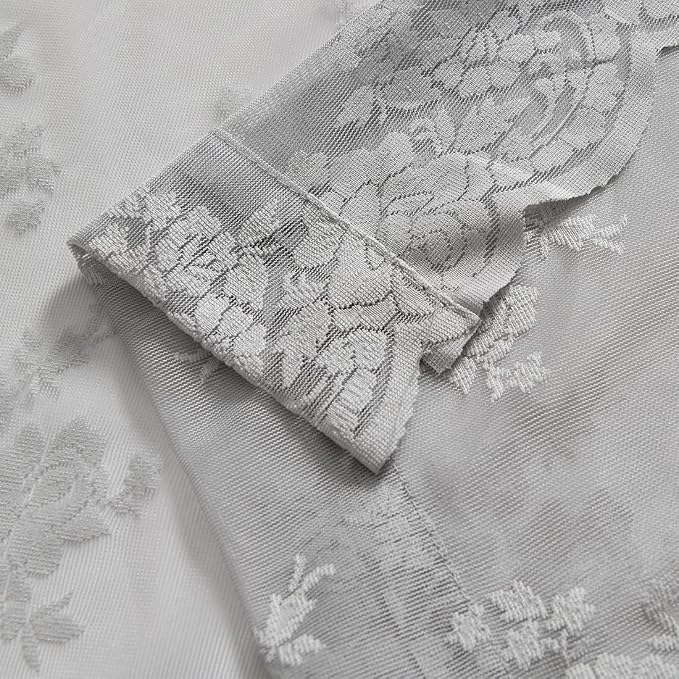 Kotile Grey Lace Curtains 84 Inch Length 2 Panels Set - Image 8