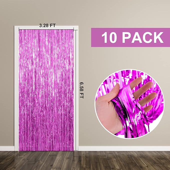 10 Pack Foil Curtain Backdrop Metallic Tinsel Foil Fringe Curtains Photo Booth - Image 7