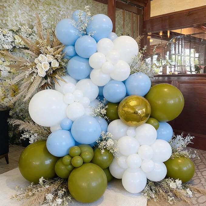 110pcs Light Blue and White Balloons Garland Arch Kit, 18/12/10/5 Inch | White - Image 6