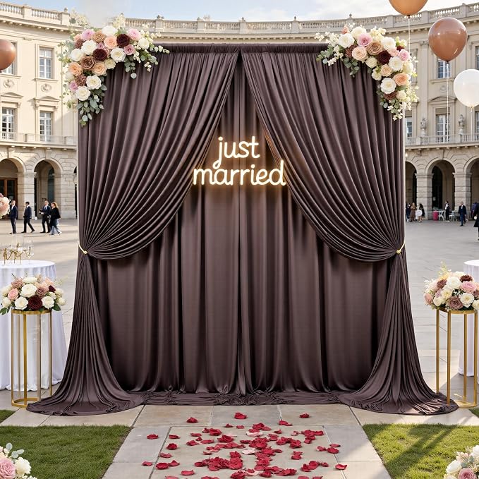 50ft x 12ft Brown Backdrop Curtains - Image 8