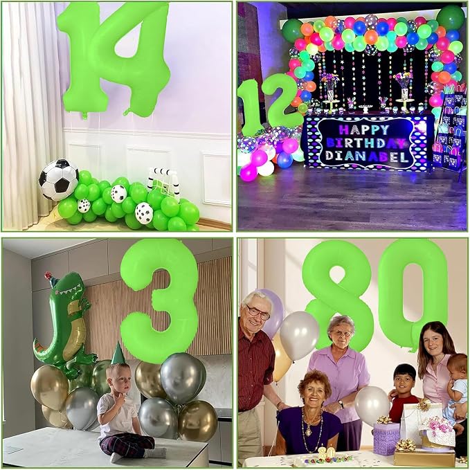 Fluorescent Green Number Balloon 40 inch Giant Foil Helium Balloons Green - Image 5