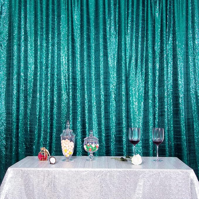 SquarePie 7x7ft Teal Sequin Backdrop, High Density Non-Transparent Glitter - Image 9