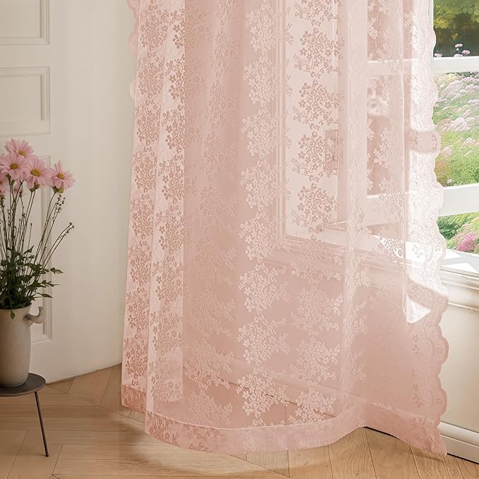 Anmao Vintage Lace Curtains 72 Inches Long 2 Panels Set, Romantic Elegant Light - Image 8