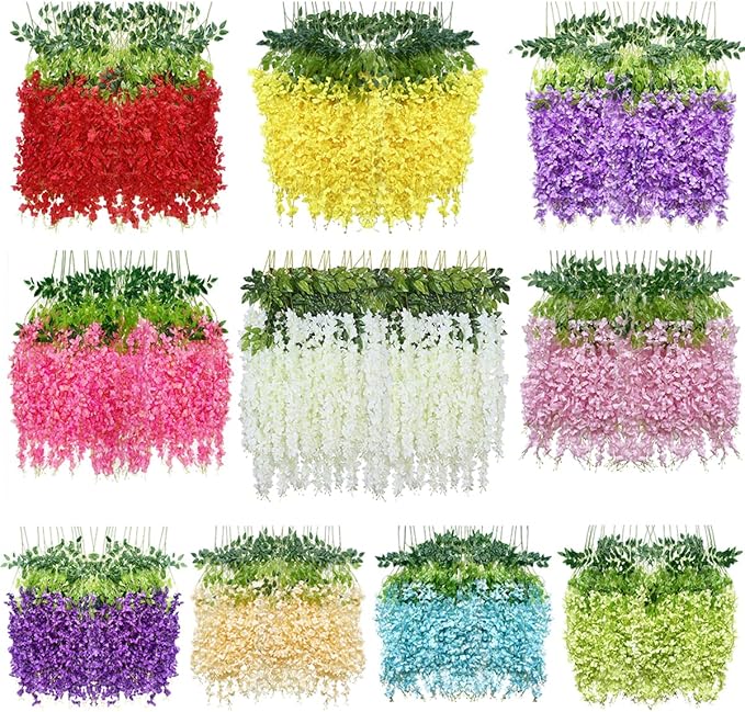 Artificial Flowers Hanging Flowers, Fake Garland Silk Vines Rattan String Decor - Image 8