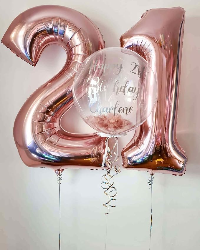 Rose Gold 21 Number Balloons, 40 Inch Giant Number 21 Balloons Foil Mylar - Image 7