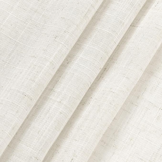 Cream Kitchen Curtains 36 Inch Length 2 Panels Set Linen Blend Back Tab Privacy - Image 7