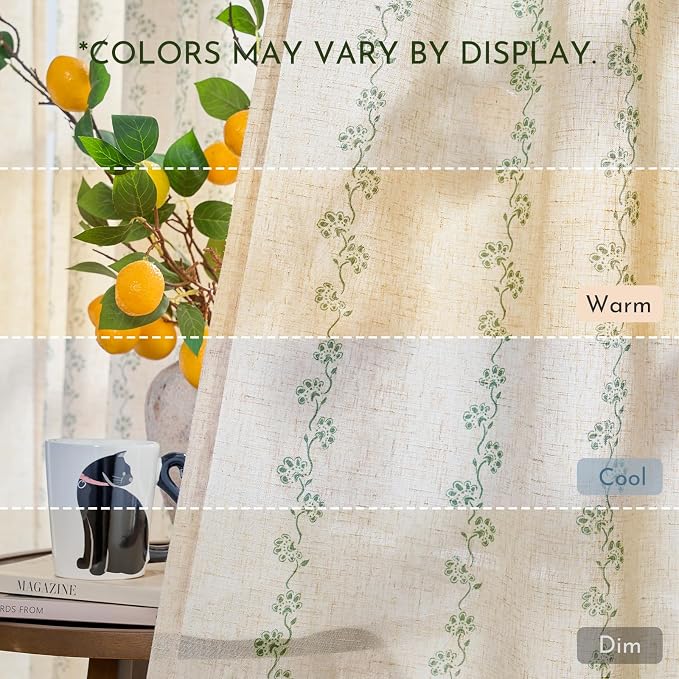 Cathy Linen Floral Curtains 63 inch Length - Image 8