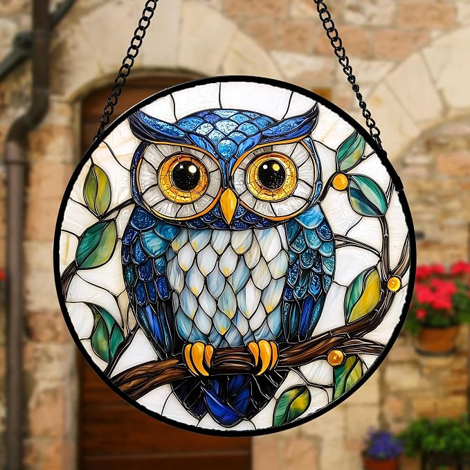 DASTOLL Stained Glass Window Hanging, Owl Gifts - Image 6