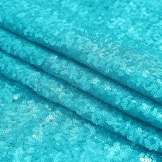 Sugargirl Turquoise Sequin Backdrop Curtain 10FTx10FT Glitter Turquoise - Image 9