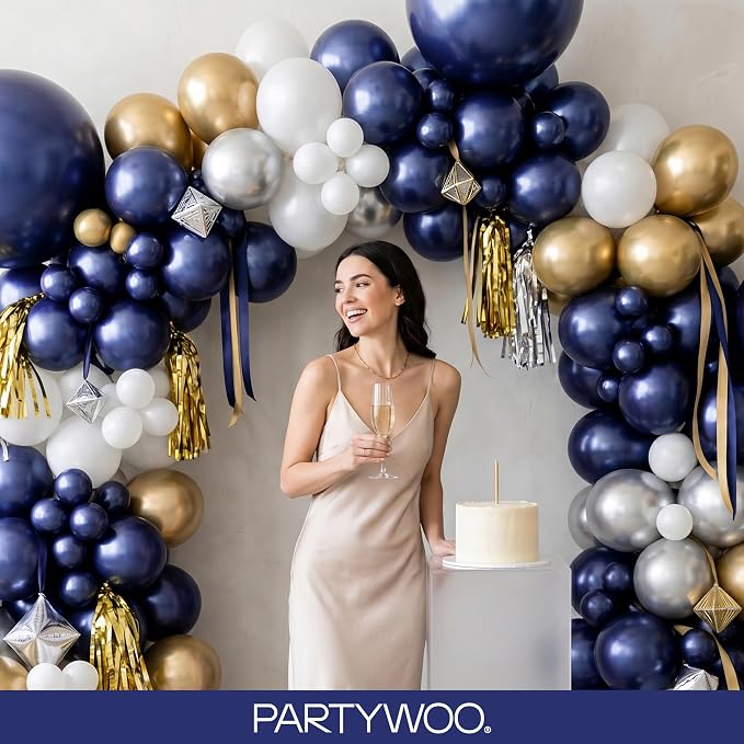 PartyWoo Navy Blue Balloons 152pcs Dark Blue Color 18 12 10 5 Inch | 18 12 10 5 - Image 9