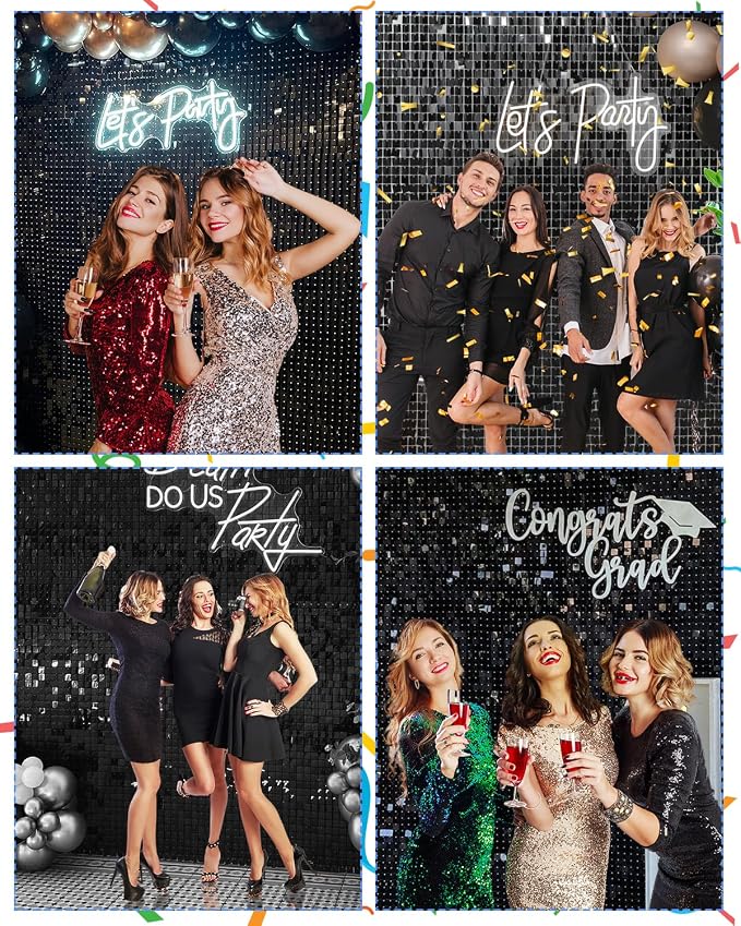 Black Shimmer Wall Backdrop, 24 Panels, 6x4 Ft Photo Backdrop | wedding - Image 6