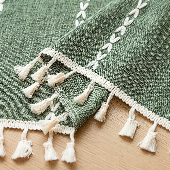 Sutuo Home Olive Green Boho Short Curtains Valance - Image 8