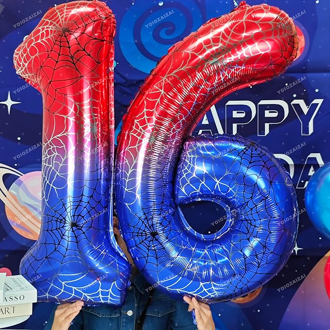 40 IN Red Blue Gradient Number 7 Balloon Large Digital 7 Foil Balloon | - Image 6